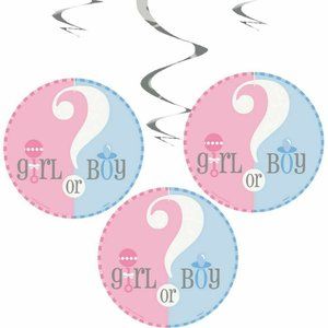 Gender Reveal Hanging Party Decorations "Boy or Gi